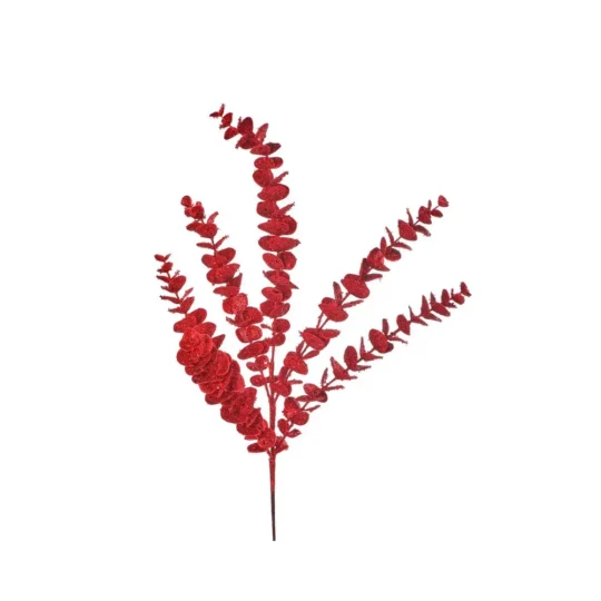 Glitter Eucalyptus 24" Spray - Red