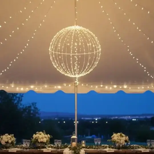 Metal Wire 17.7"D Ball x440 Lights - Warm Yellow