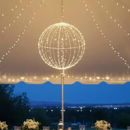 Metal Wire 17.7"D Ball x440 Lights - Warm Yellow