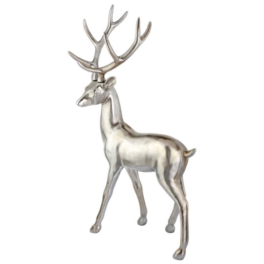RESIN STANDING DEER 61"H 31"L - CHAMPAGNE/SILVER