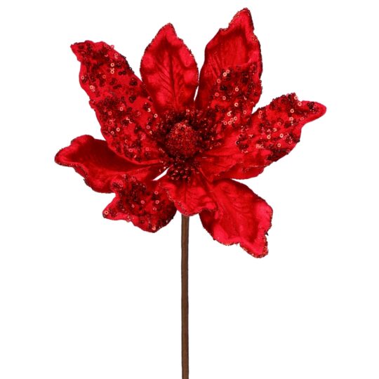 Glitter Edge Magnolia 24" Stem - Red