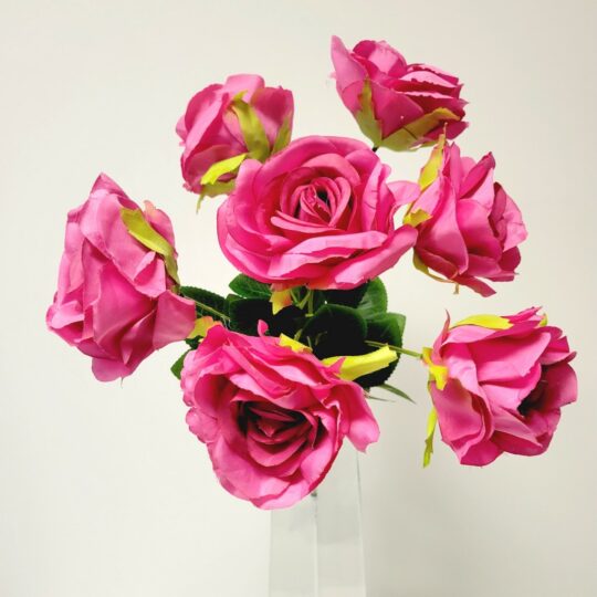 Rose 17" Bush x7 - Hot Pink