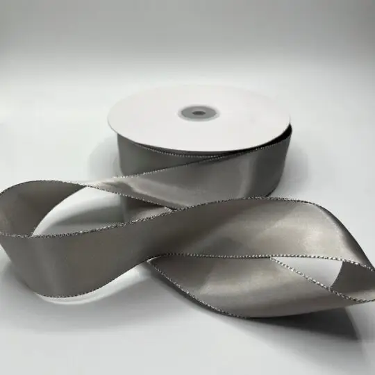 50 Yards x 1.5" DF Satin with Silver Edge Ribbon / Silver