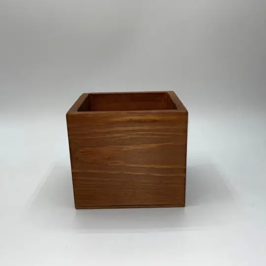 Wooden Cube Container 4"x4"x3.5"H - Brown