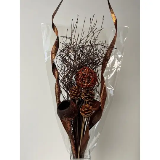 Glitter Curly Ting/Pod/Cones 33" Bouquet - Copper