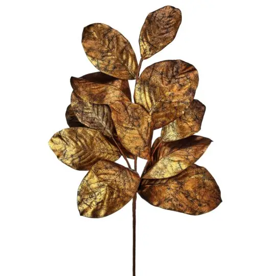Gilded Magnolia Leaf 37" Spray - Gold/Bronze