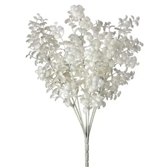 Glitter Eucalyptus 17" Bush - White