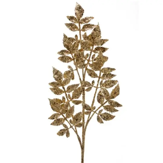 Glitter Leaf 28" Spray - Gold