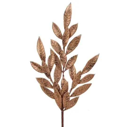 Glitter Laurel Leaf 25" Spray - Copper