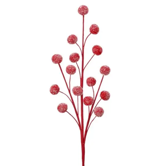 Snow Glitter Pompom 21" Spray - Red