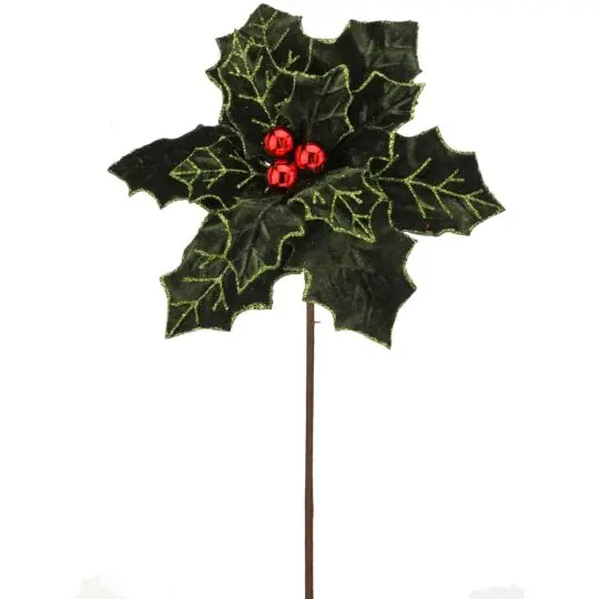 Royal Velvet Poinsettia 22" Stem - Green/Red