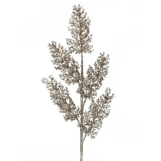 Glitter/Sequin Coral Leaf 31" Spray - Champagne