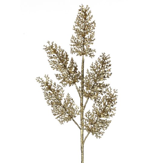 Glitter/Sequin Coral Leaf 31" Spray - Gold