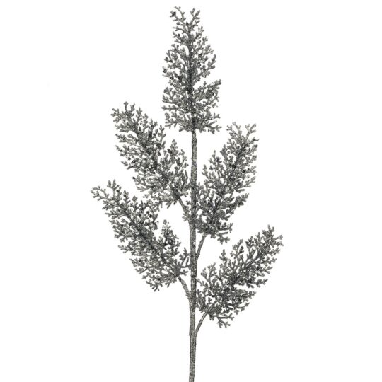 Glitter/Sequin Coral Leaf 31" Spray - Silver