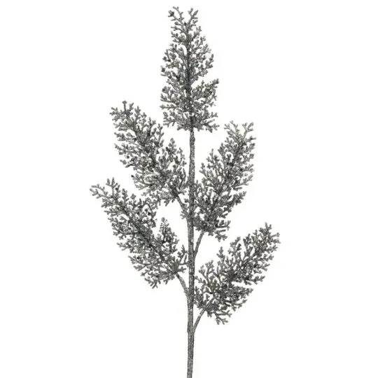 Glitter/Sequin Coral Leaf 31" Spray - Silver