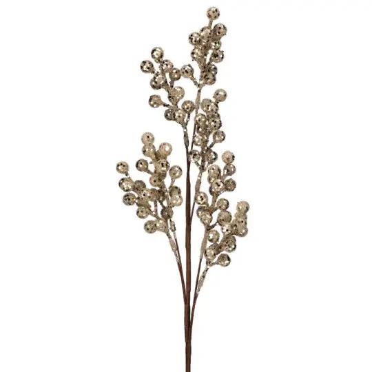 Iced Glitter Berry 36" Spray - Champagne