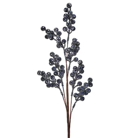 Iced Glitter Berry 36" Spray - Midnight Blue
