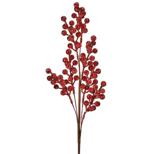 Iced Glitter Berry 36" Spray - Red