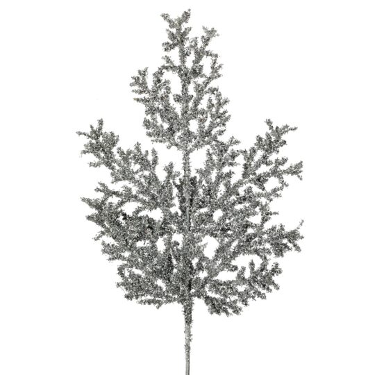Tinsel Cedar 27" Spray - Silver