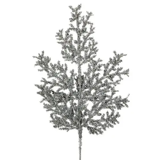 Tinsel Cedar 27" Spray - Silver