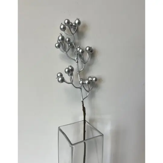 Metallic Berry 22" Spray - Silver