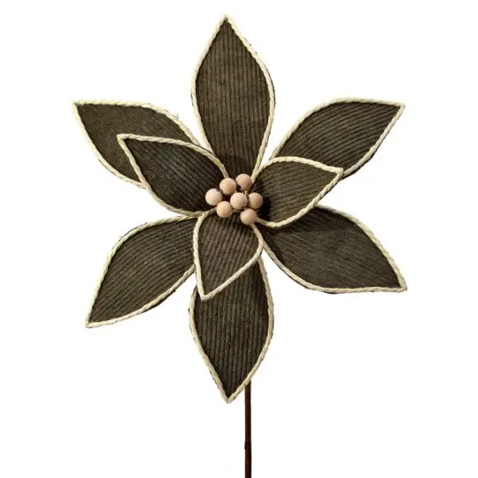 Corduroy Poinsettia 22" Stem - Green