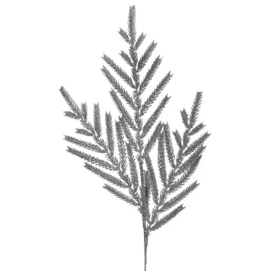 Glittered Pine 22" Spray  Silver