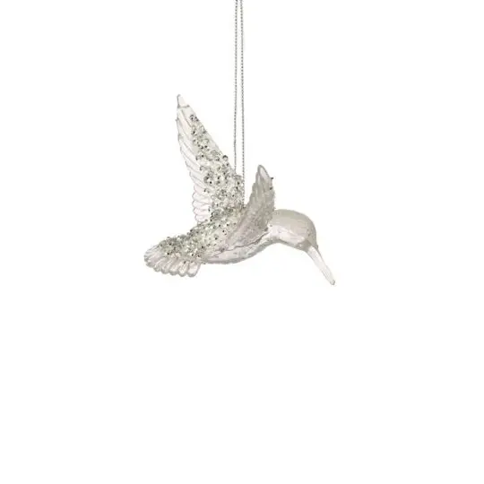 Acrylic Iced 4.5" Hummingbird Ornament - Clear