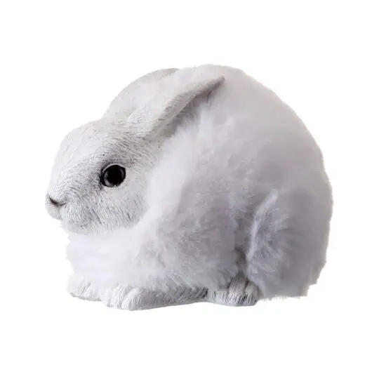 Resin/Faux Fur 7" Snow Rabbit - White
