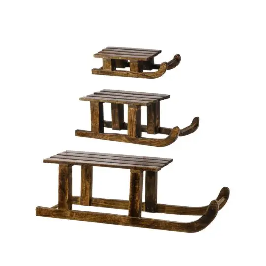 12"-23.5" Mango Wood Sled set of 3 - Brown