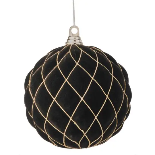 200mm Velvet with Glitter Diamond Ball -Black/Gold
