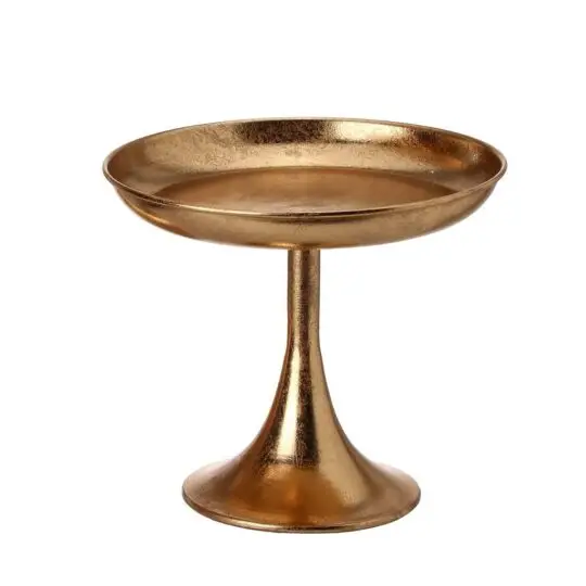 Metal Footed Petestal Plate 8"H 9.5"D - Gold