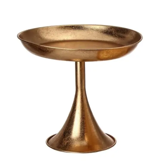 Metal Footed Petestal Plate 11"H 12"D - Gold