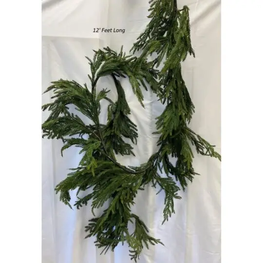 Real Touch Norfolk 12' Garland - Green