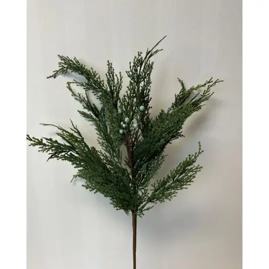 Real Touch Long Cedar/Berries 24" Spray - Green