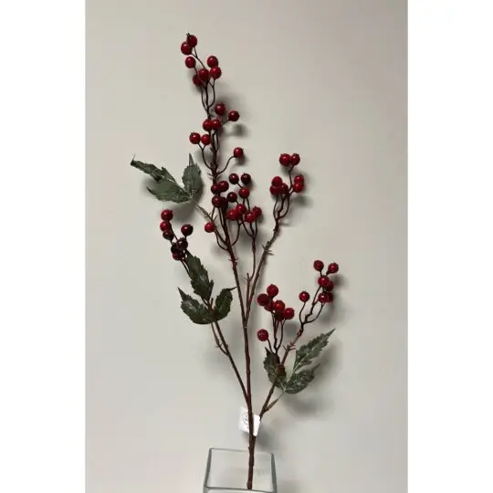 Berry Spray 30" with Leaves - Red