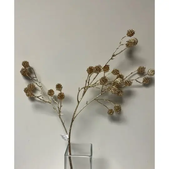 Metallic Pine Cones 27" Spray - Gold