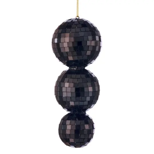 Triple Ball 5.5" Disco Ball Ornament - Black