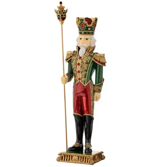 Resin 24" Royal Jeweled Nutcracker -Red/Gold/Green