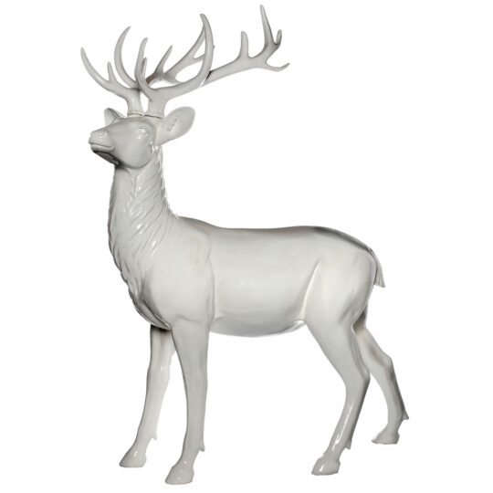 Resin 48"L 63"H Standing Modern Deer - White