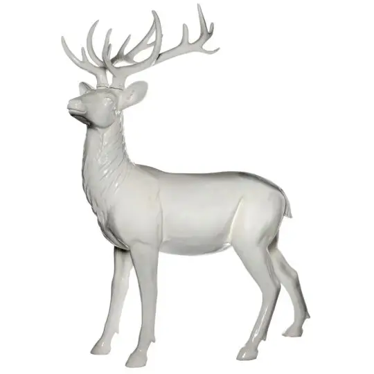 Resin 48"L 63"H Standing Modern Deer - White