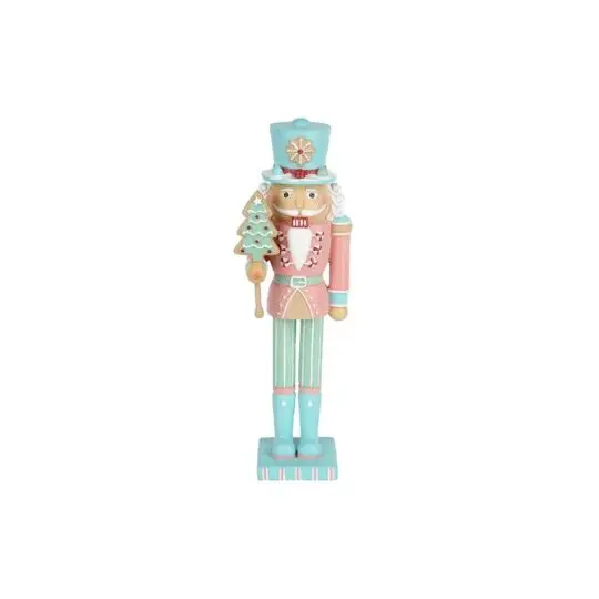 Resin 14" Glitter Nutcracker - Green/Pink/Blue