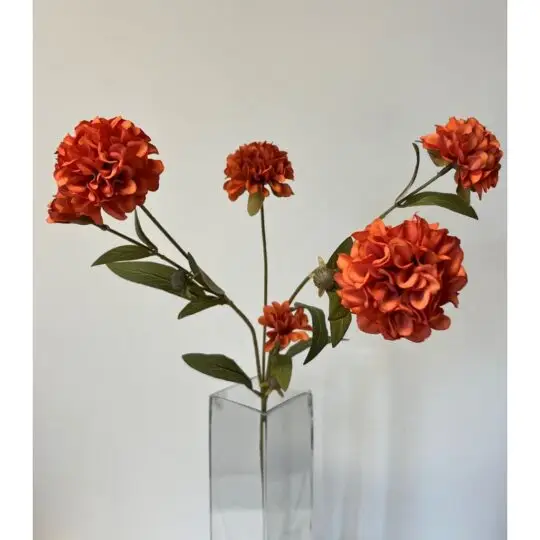 Ball Dahlia Spray x4 with buds 27" - Burnt Orange