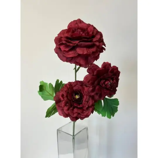 Peony Spray 25" x3 heads - Burgundy