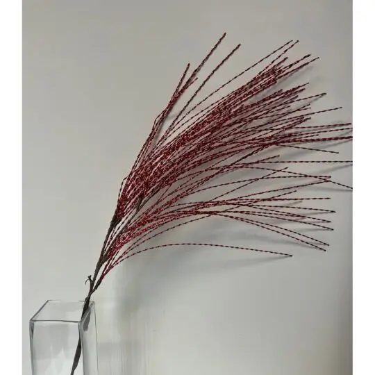 Metallic Tinsel 36" Spray - Red