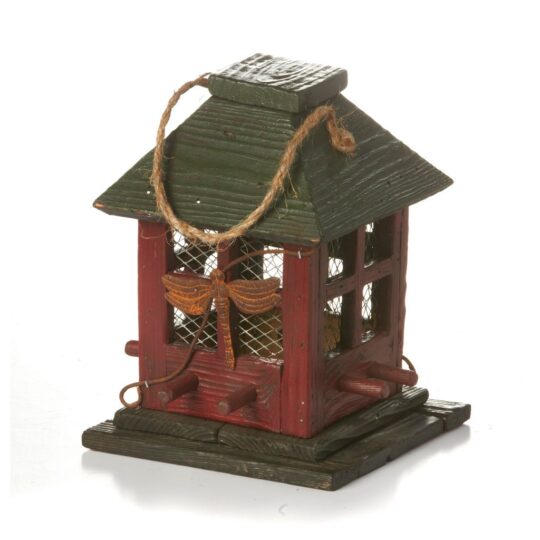 Wooden 8.5"H Birdhouse - Red/Green