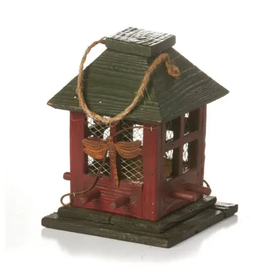 Wooden 8.5"H Birdhouse - Red/Green