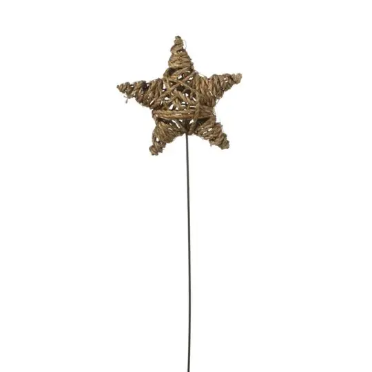 Paper Rope 6" Star on 12" Stake - Brown