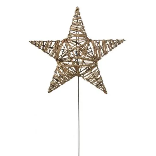 Paper Rope 15" Star on 12" Stake - Brown