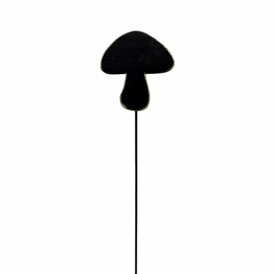 Wooden 4" Mushroom on Stake - Black